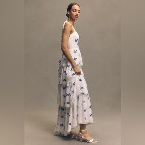 Dress The Population Monica Sleeveless Tiered Dress Silk White XXS Fairy Luxury